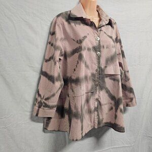Dress to Kill Women Top Tunic Blouse Shirt One Size Tied Dye Button Up